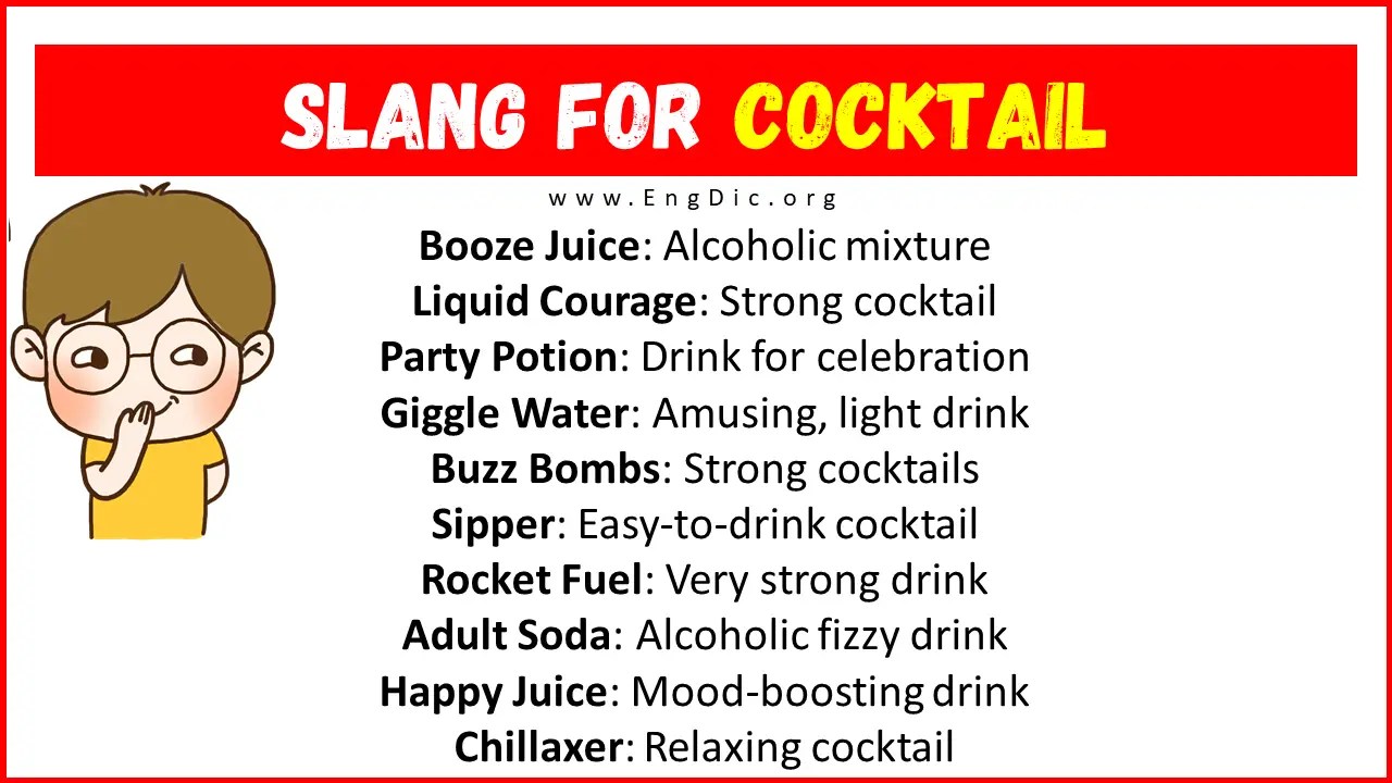 20+ Slang for Cocktail (Their Uses & Meanings) EngDic