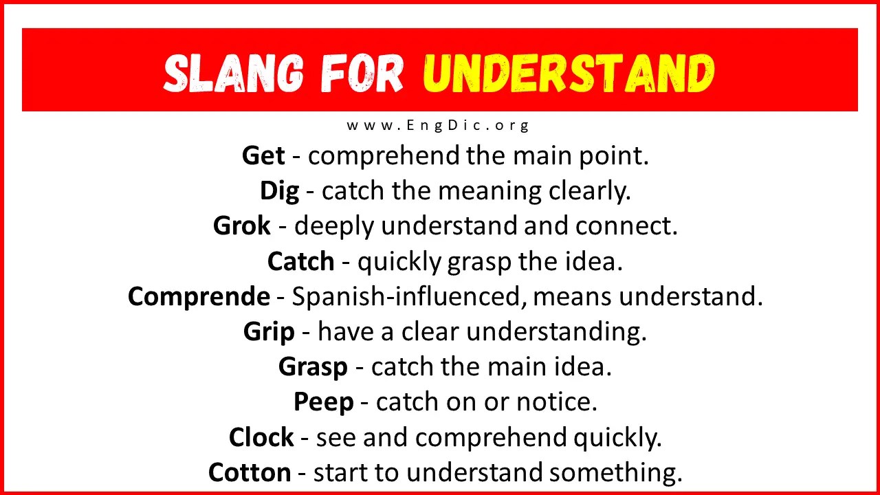 30+ Slang for Understand (Their Uses & Meanings) EngDic