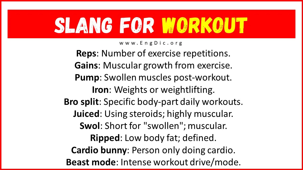 30+ Slang for Workout (Their Uses & Meanings) EngDic