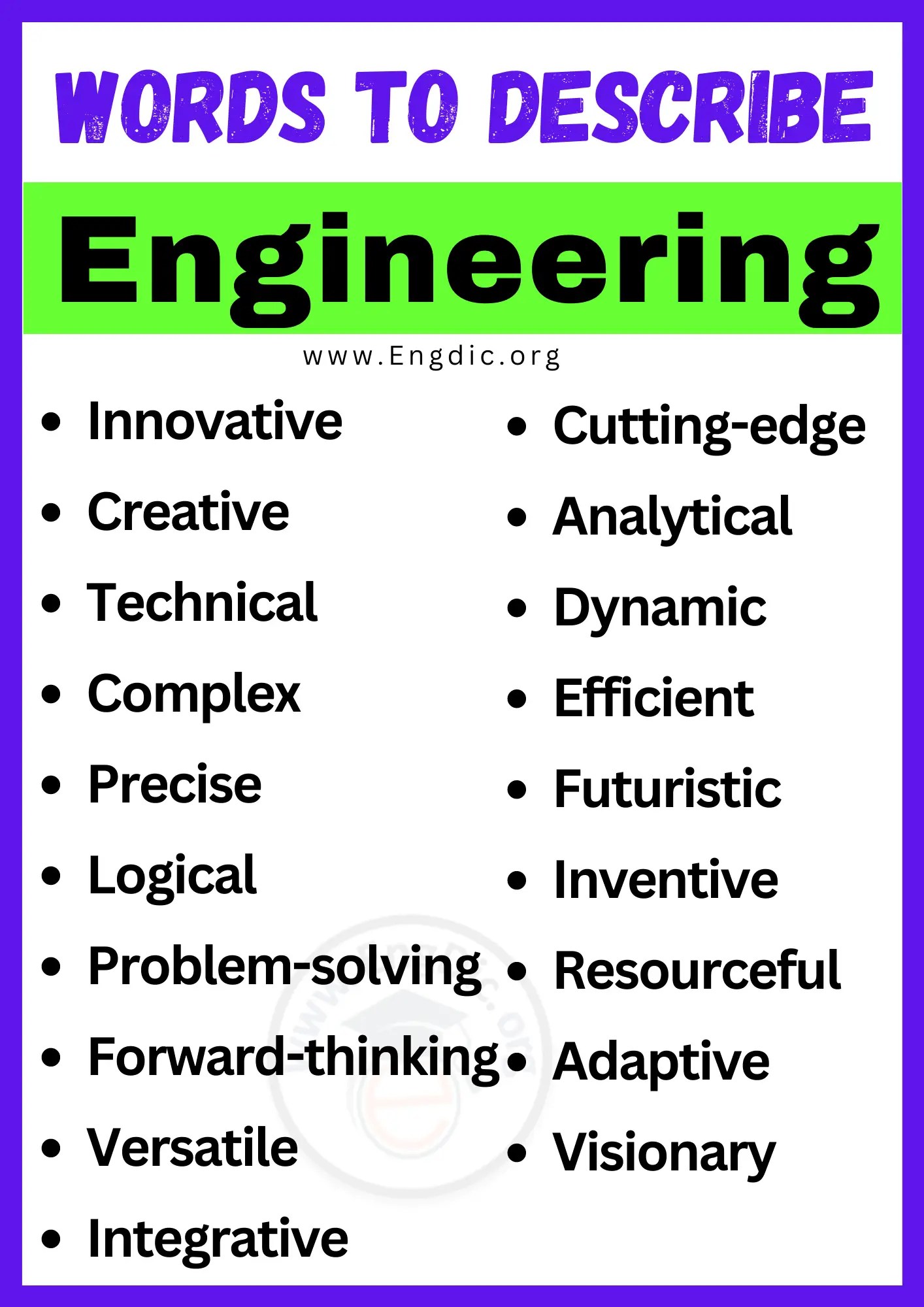 20+ Best Words to Describe Engineering, Adjectives for Engineering EngDic