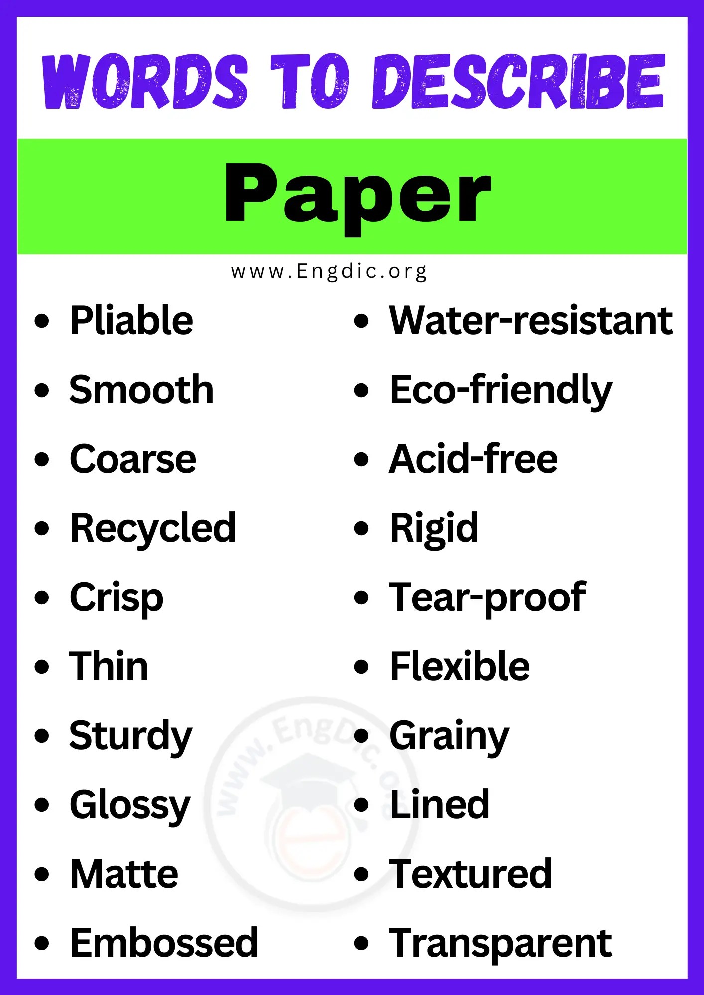 20+ Best Words to Describe Paper, Adjectives for Paper EngDic