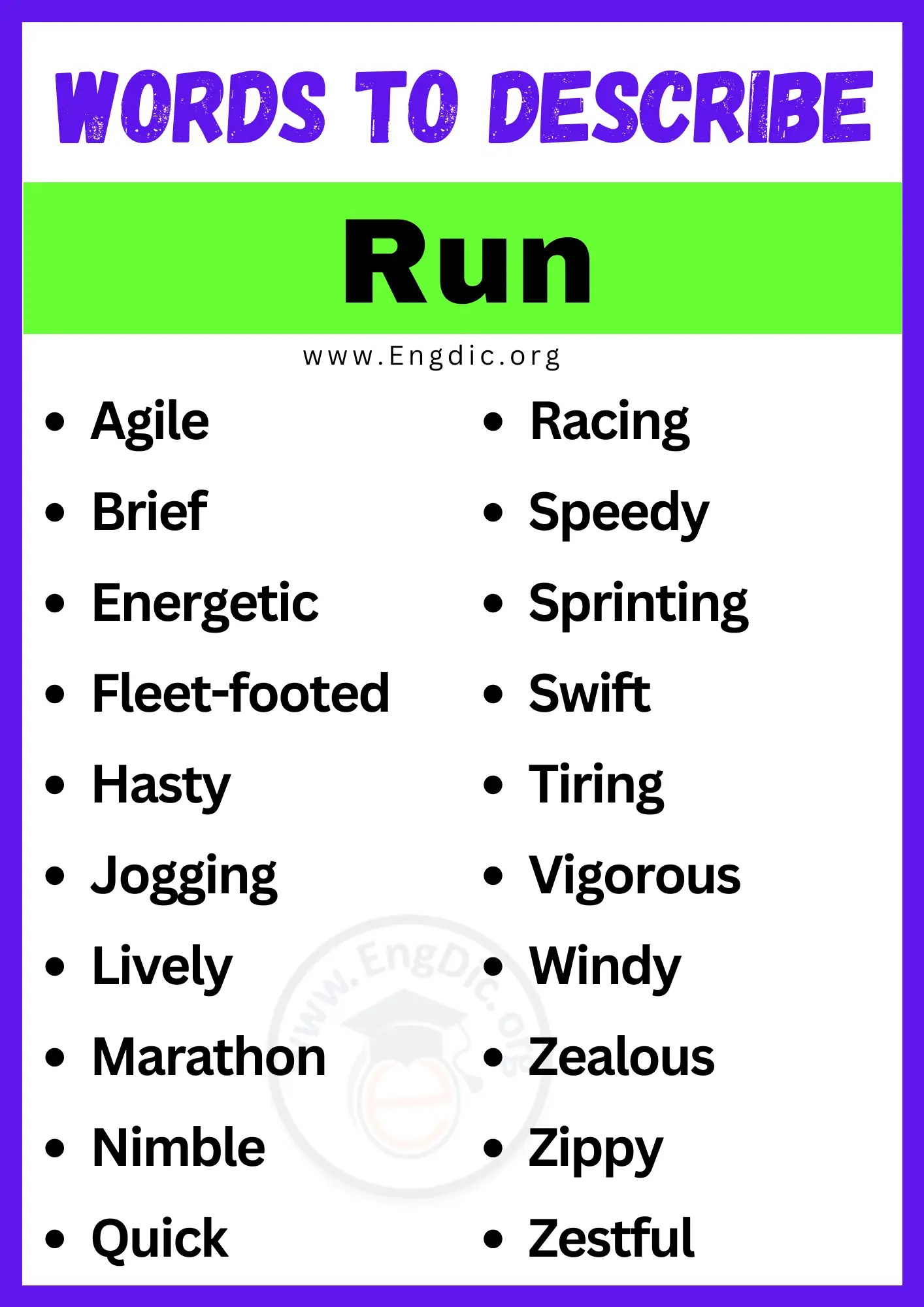 20+ Best Words to Describe Run, Adjectives for Run EngDic