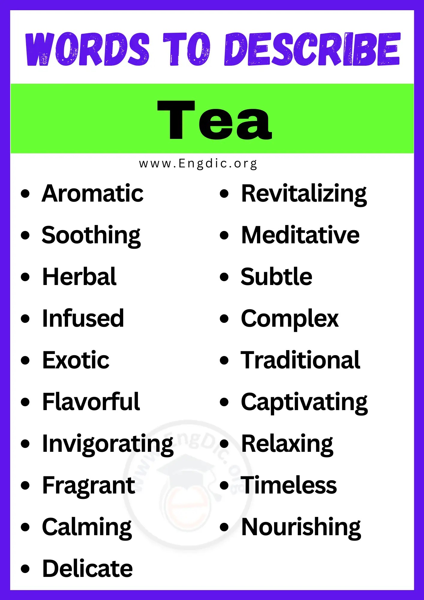 20+ Best Words to Describe Tea, Adjectives for Tea EngDic