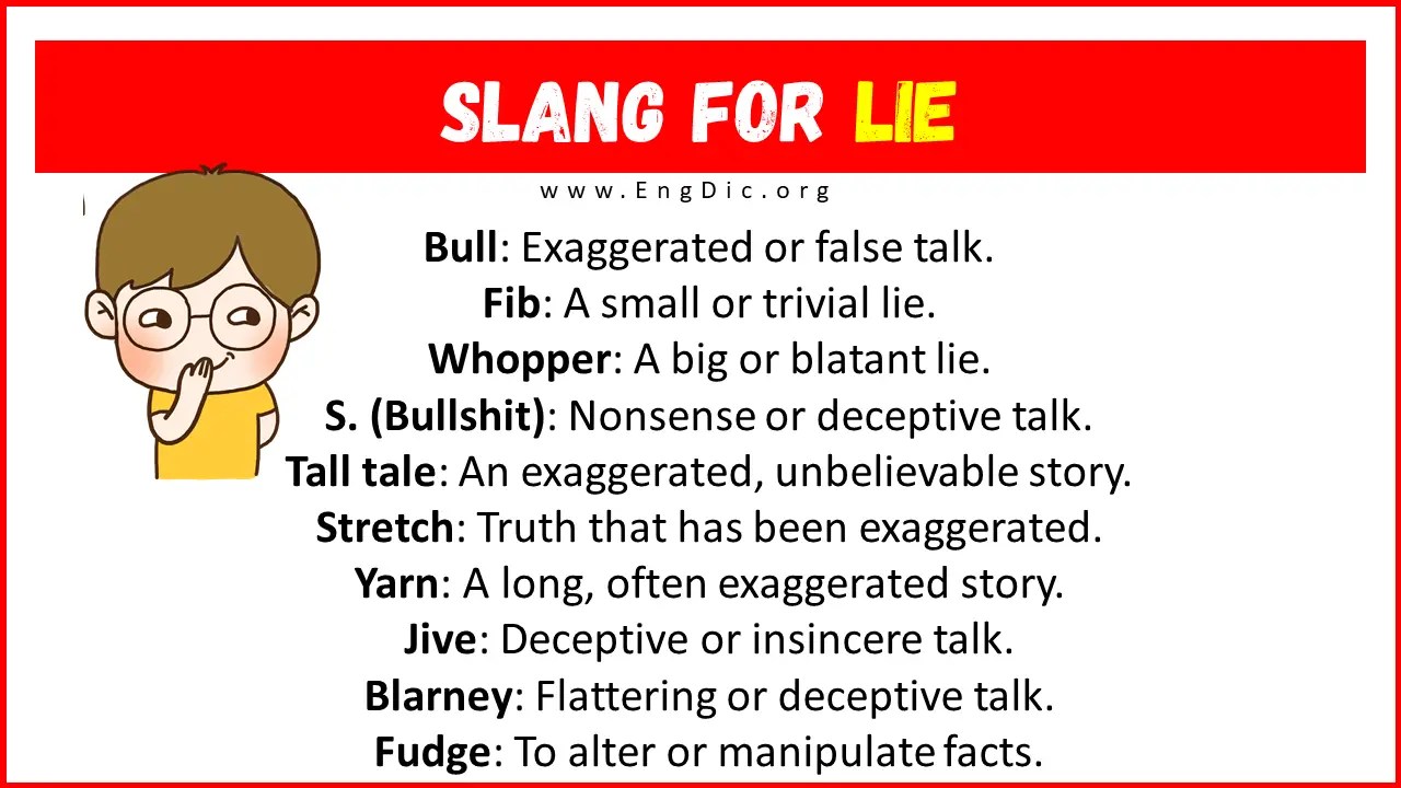 20+ Slang for Lie (Their Uses & Meanings) EngDic