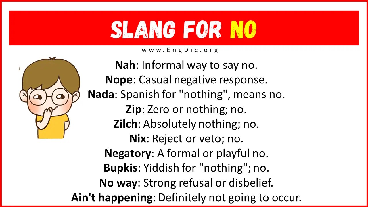 20+ Slang for No (Their Uses & Meanings) EngDic