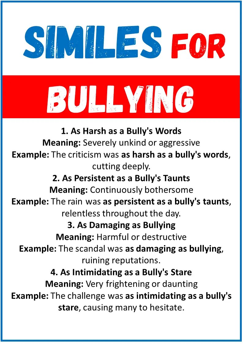 20 Best Similes for Bullying (With Meanings & Examples) EngDic