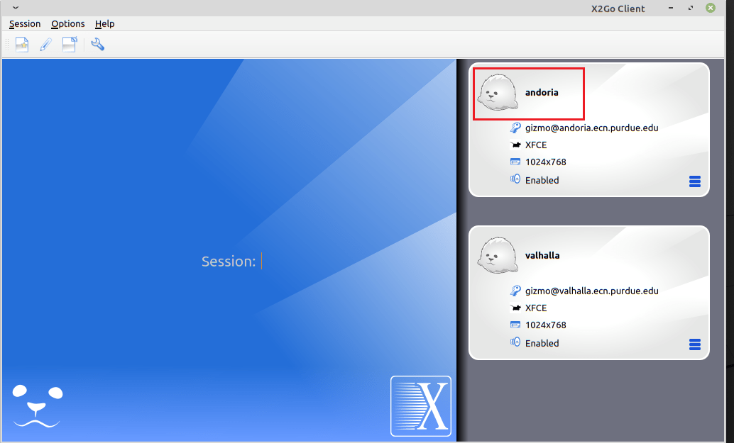 X2Go Usage and Overview — Purdue IT Distributed Computing STEM