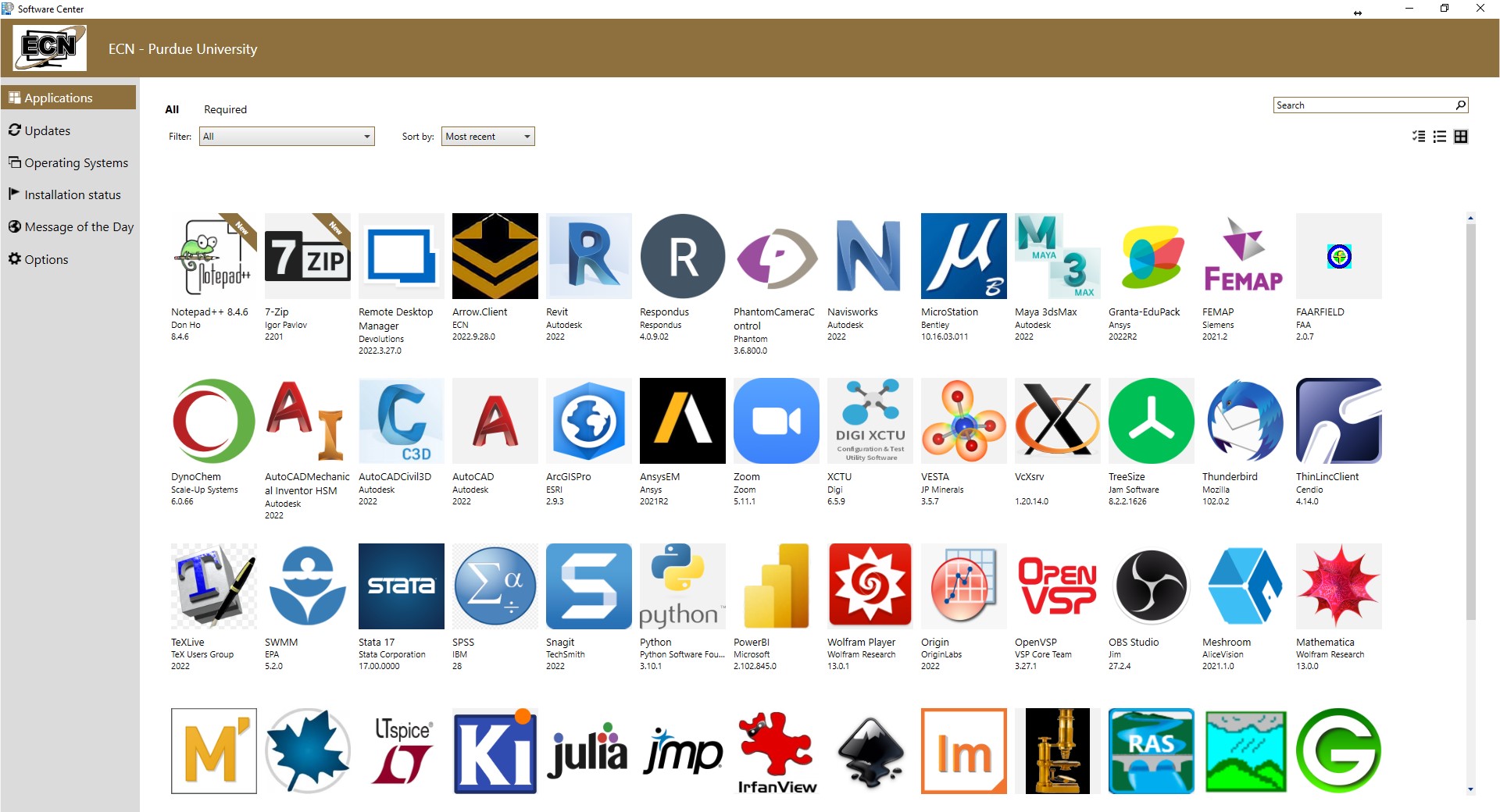 Using Software Center — Purdue IT Engineering IT ECN