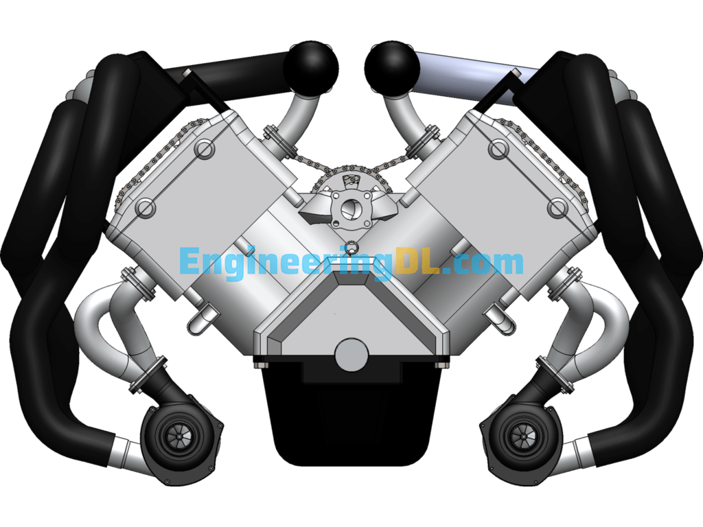 W Type 16Cylinder Direct Injection Engine Internal Structure W16 Engine] SolidWorks