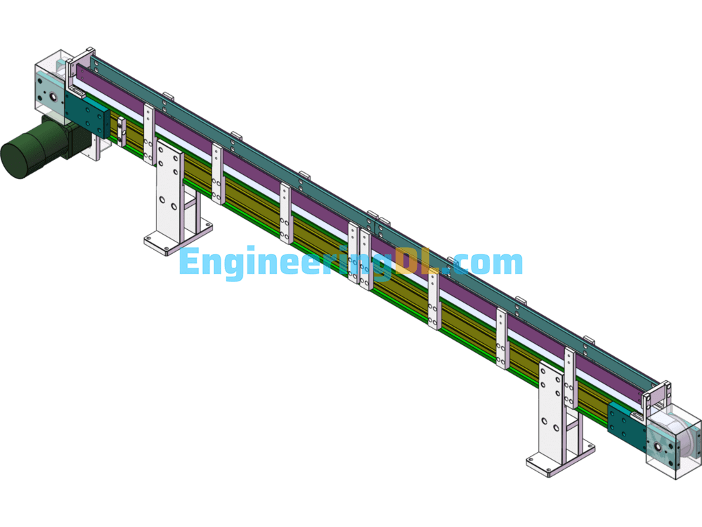 Timing Belt Pulley Conveyor Line SolidWorks Mechanical Engineering Design Library