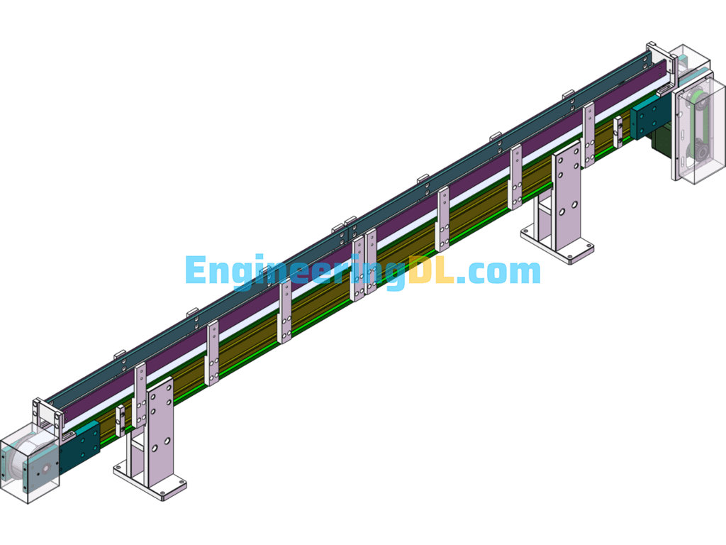 Timing Belt Pulley Conveyor Line SolidWorks Mechanical Engineering Design Library