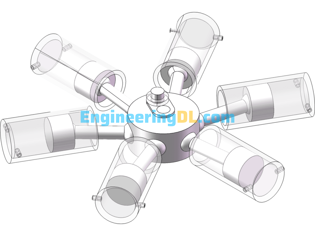 Star Engine Demo Diagram SolidWorks - Mechanical Engineering Design Library