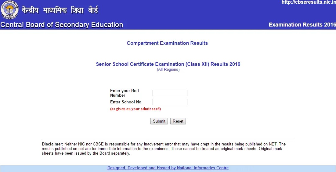 Check CBSE Class 12th Compartment Exam Results 2016 Declared at www