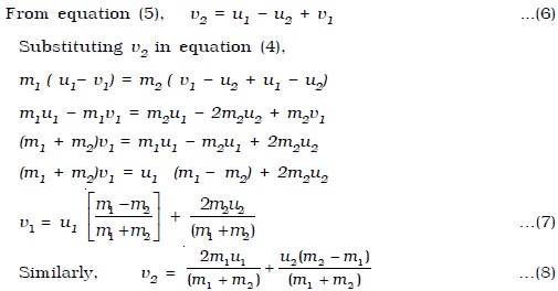 inelastic collision energy Elastic collision in one dimension