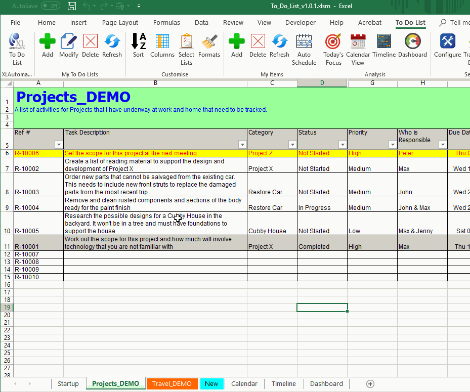 Excel To Do List Organise your to dos and feel better