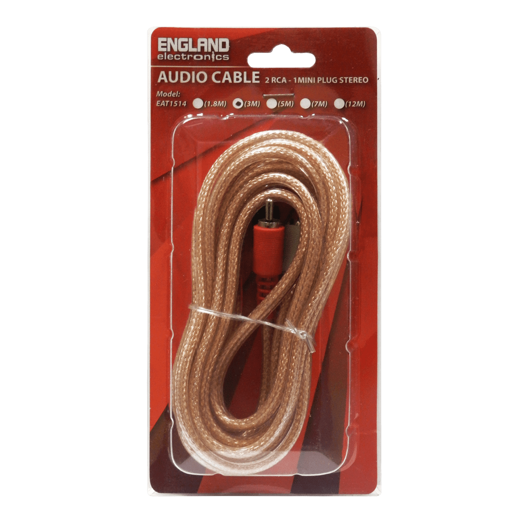 Cable para Audio 2 Plug RCA a Plug 3.5mm Estéreo, 3 m Long. Cable