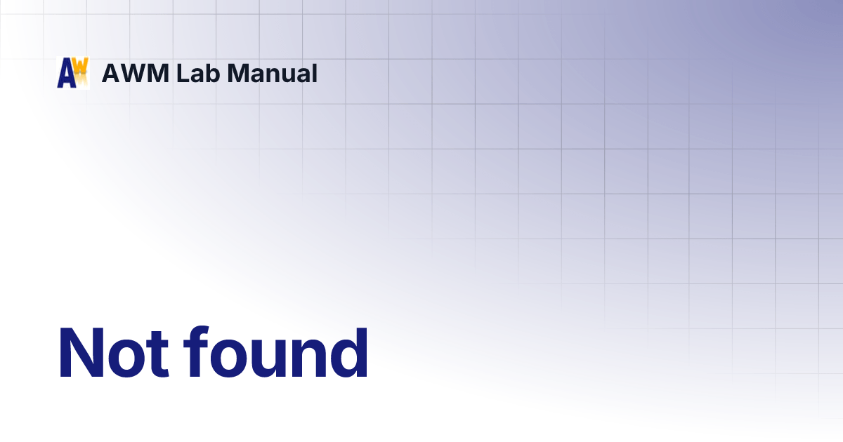 Requesting new PO AWM Lab Manual