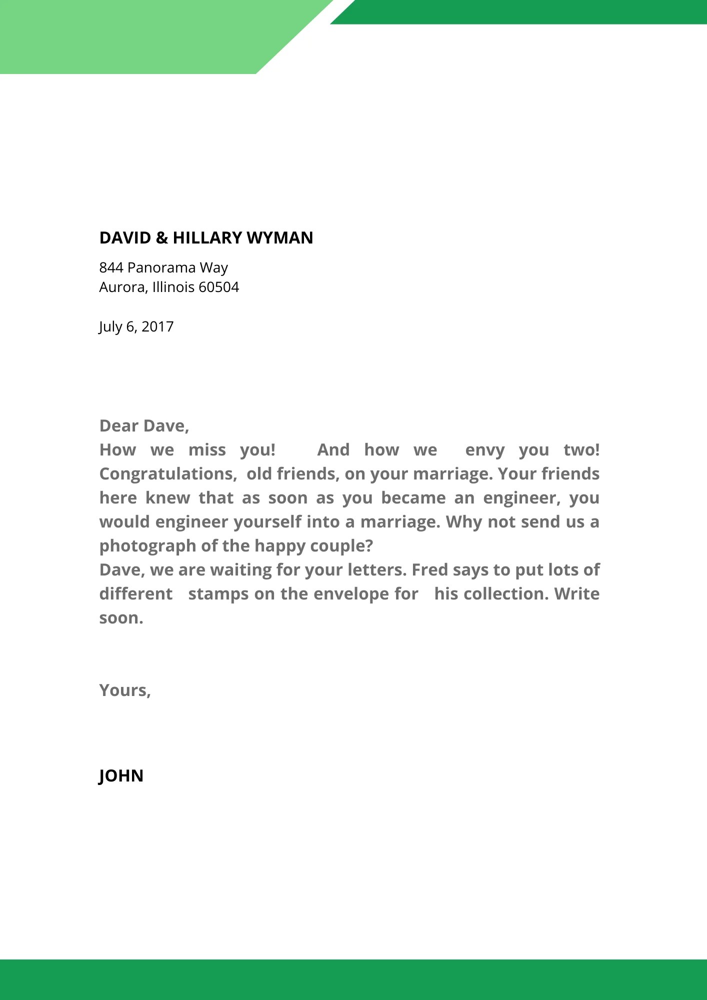 Congratulation Letter Sample Englet