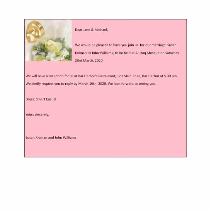 Invitation Letter for Various Business and Personal Events Englet