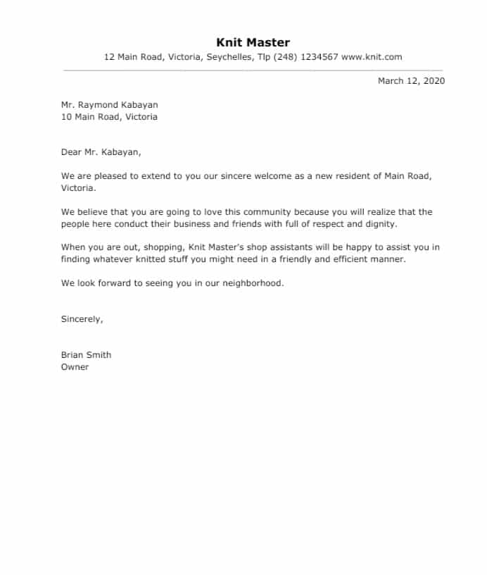 Resident Letter