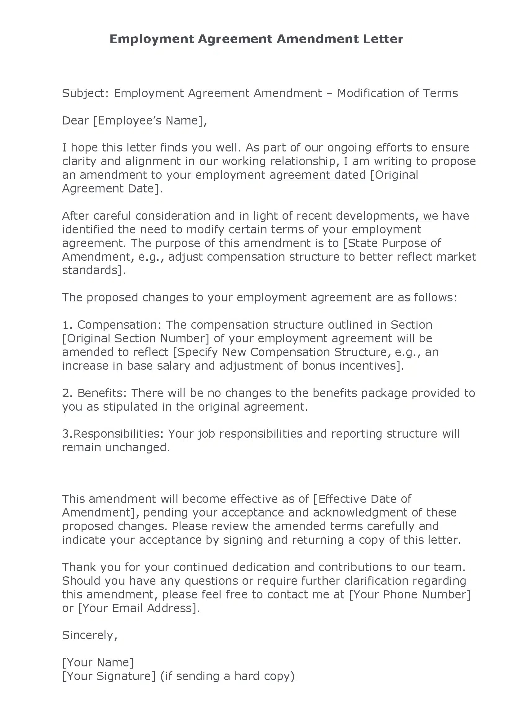 Amendment Letter Samples - Englet