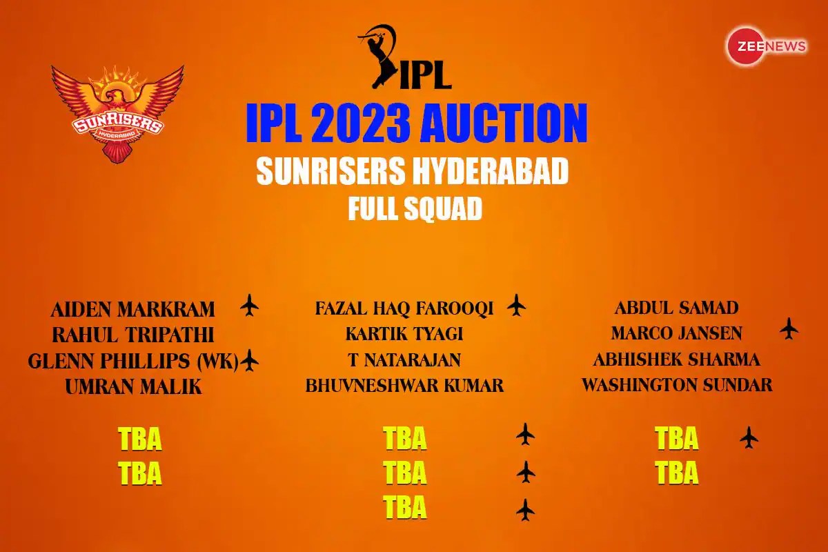 sunrisers hyderabad srh full players name list srh auction 2023 team