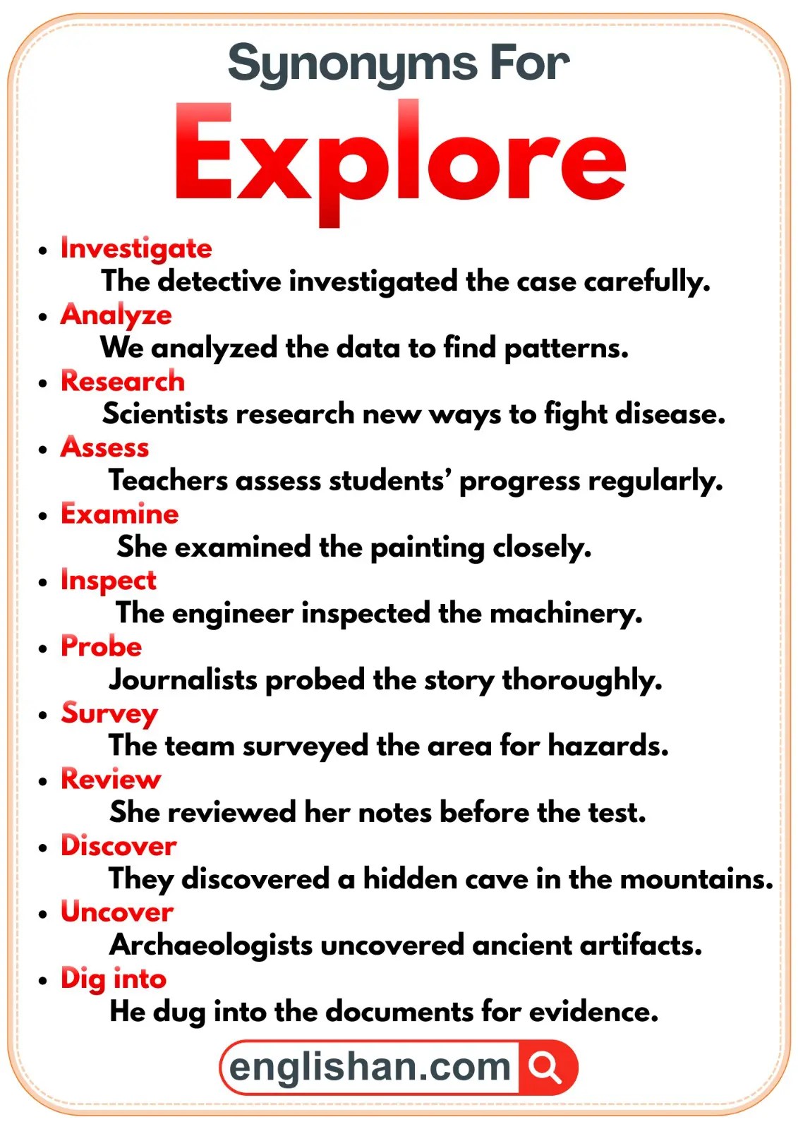 Synonyms for Explore: 70+ Words to Improve Your Vocabulary