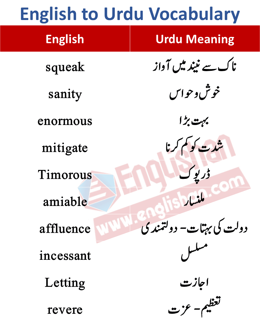 250 English Words with Urdu Meanings PDF • Englishan