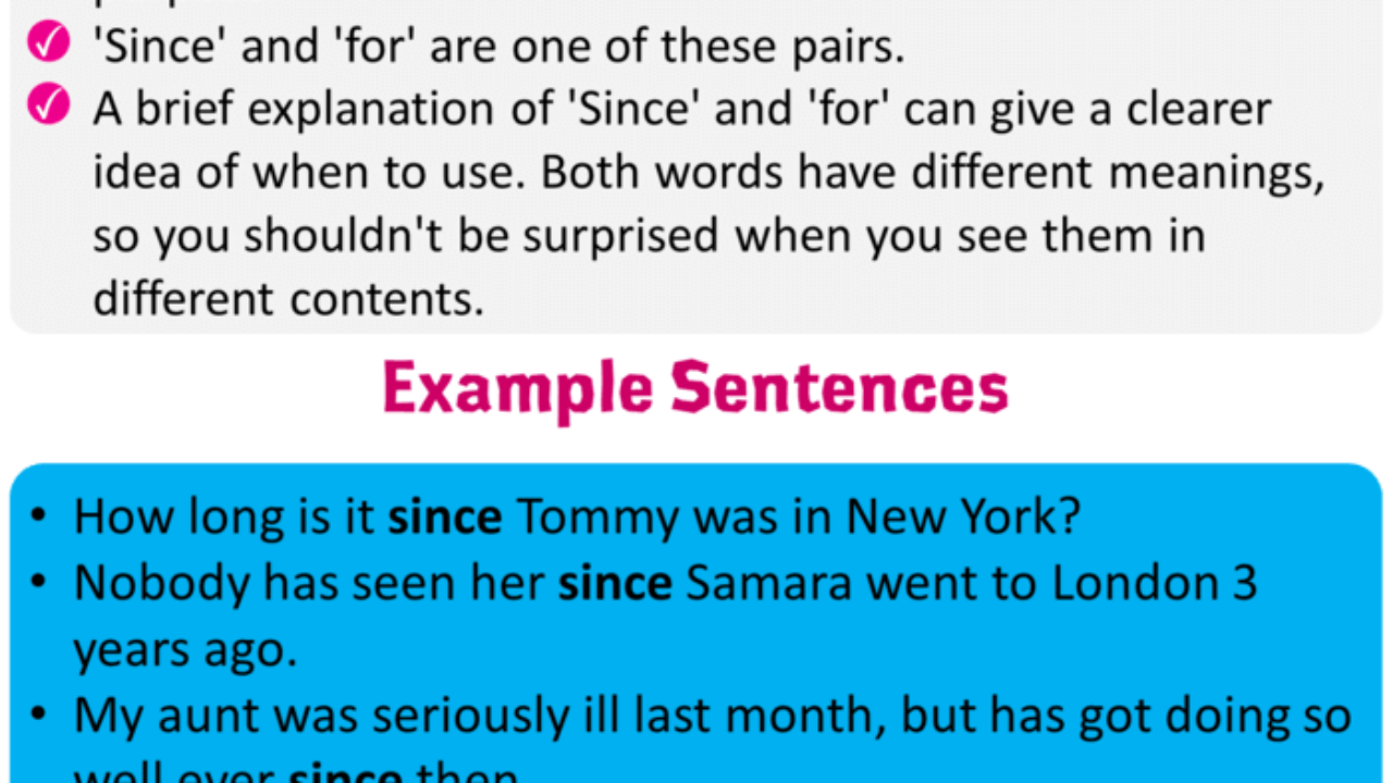 Using Since In English, Example Sentences With Since - English Grammar Here