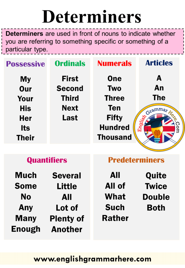 Examples of Determiners and Use in a Sentence English Grammar Here Examples of Determiners and Use in a Sentence English Grammar Here