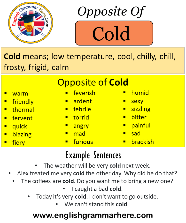 Opposite Of Cold, Antonyms of Cold, Meaning and Example