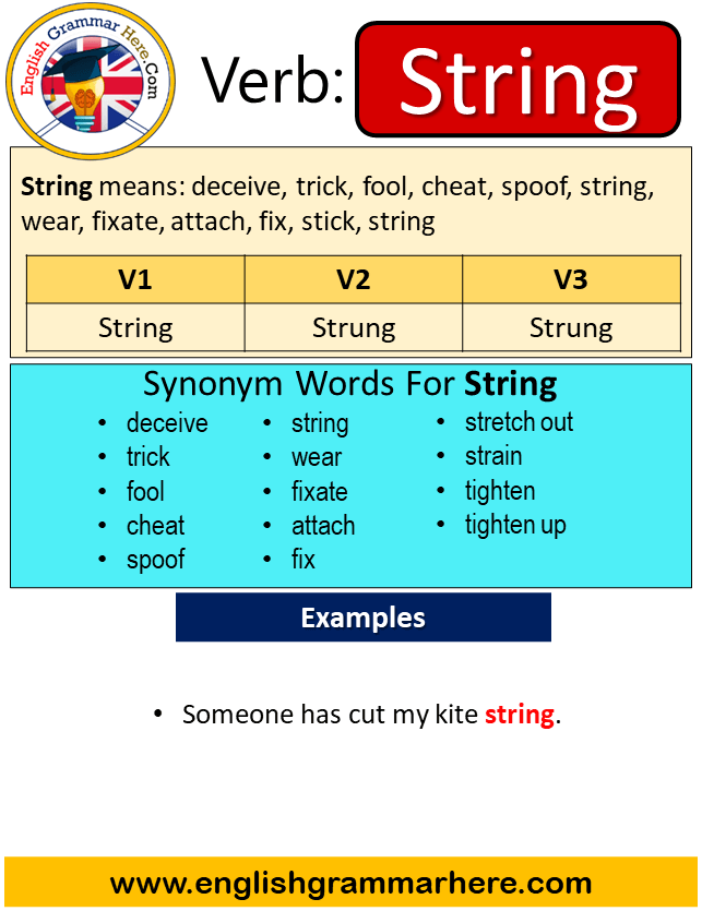 String Past Simple, Simple Past Tense of String, Past Participle, V1 V2