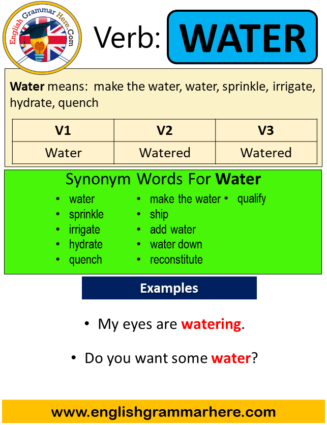 Water Past Simple in English, Simple Past Tense of Water, Past