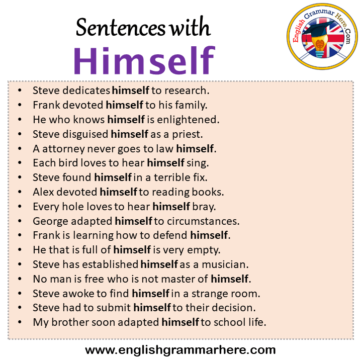 Sentences with Himself, Himself in a Sentence in English, Sentences For Himself English