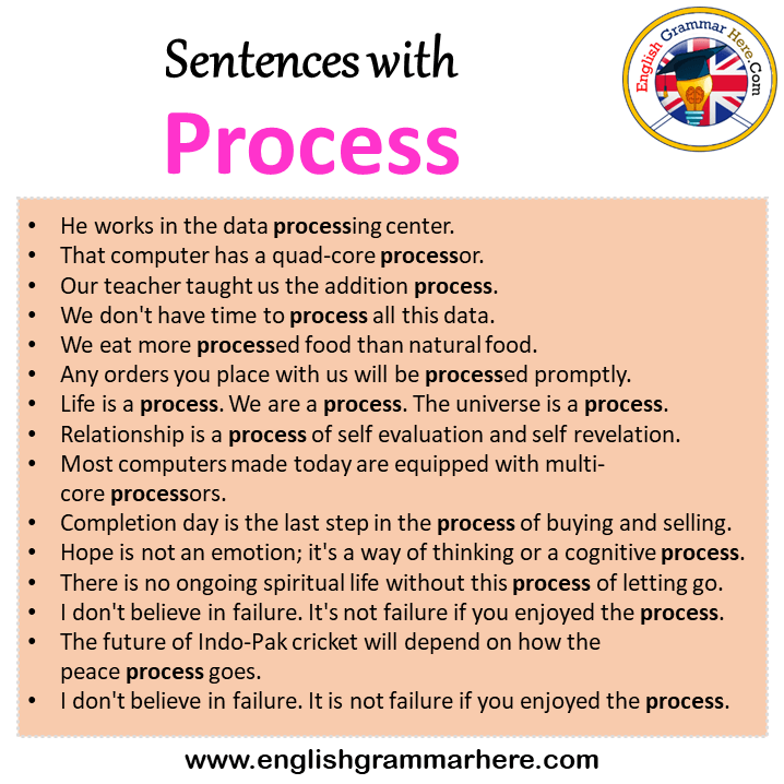 Sentences with Process, Process in a Sentence in English, Sentences For