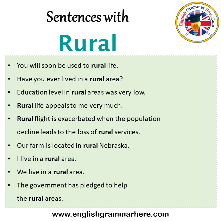 Sentences with Rural, Rural in a Sentence in English, Sentences For