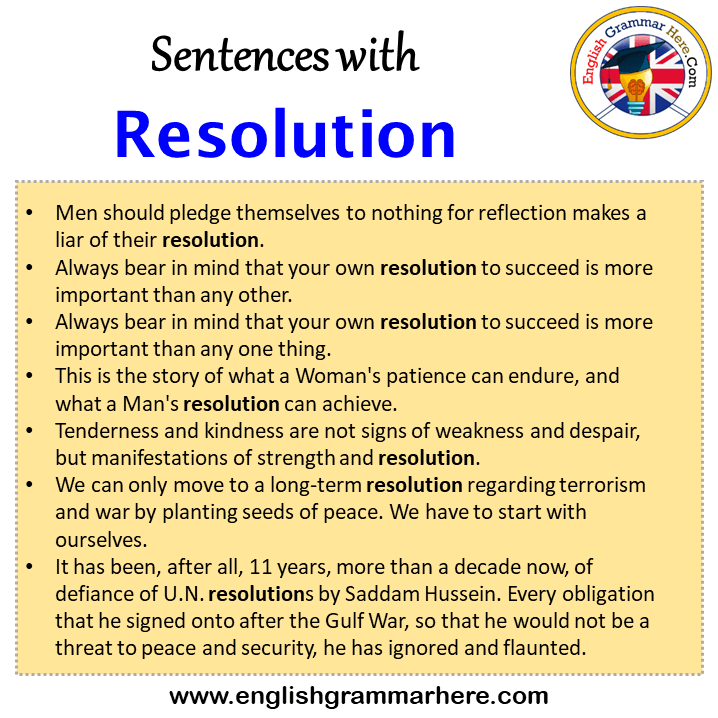 Sentences with Resolution, Resolution in a Sentence in English