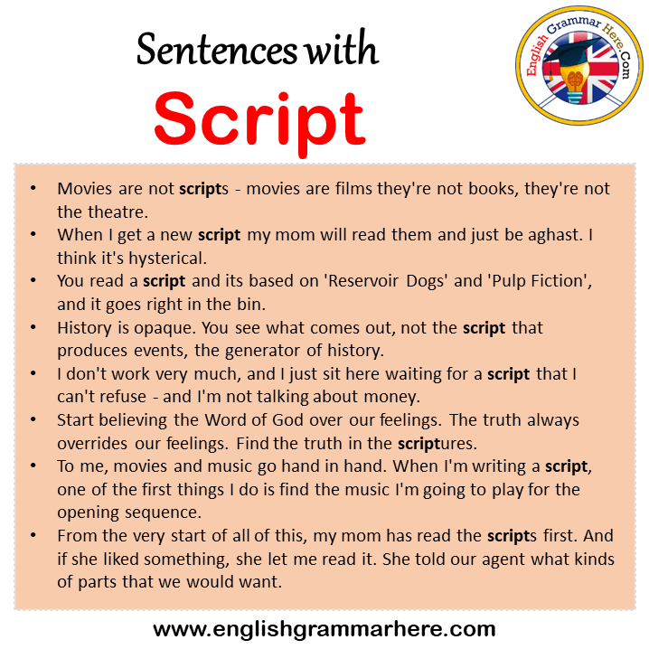 Sentences with Script, Script in a Sentence in English, Sentences For