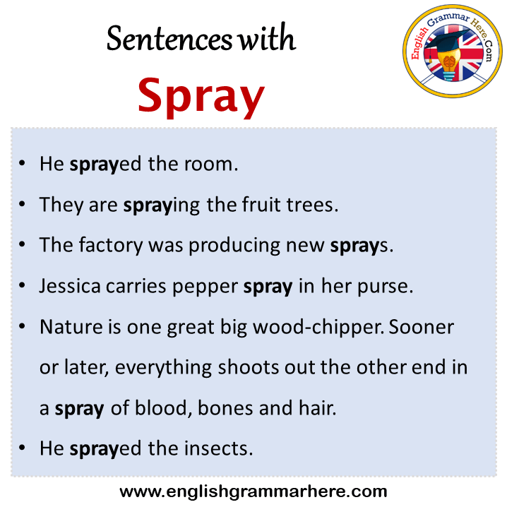Sentences with Spray, Spray in a Sentence in English, Sentences For