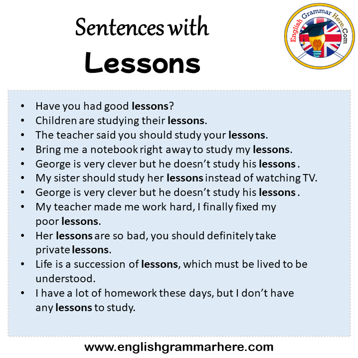 Sentences with Lessons, Lessons in a Sentence in English, Sentences For