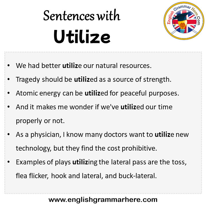 Sentences with Utilize, Utilize in a Sentence in English, Sentences For