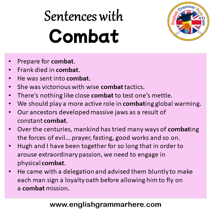 Sentences with Combat, Combat in a Sentence in English, Sentences For
