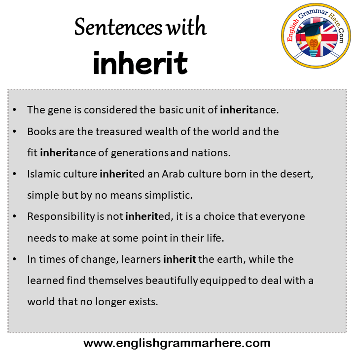 Sentences with inherit, inherit in a Sentence in English, Sentences For