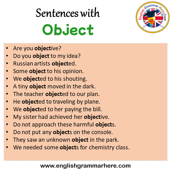 Sentences with Object, Object in a Sentence in English, Sentences For