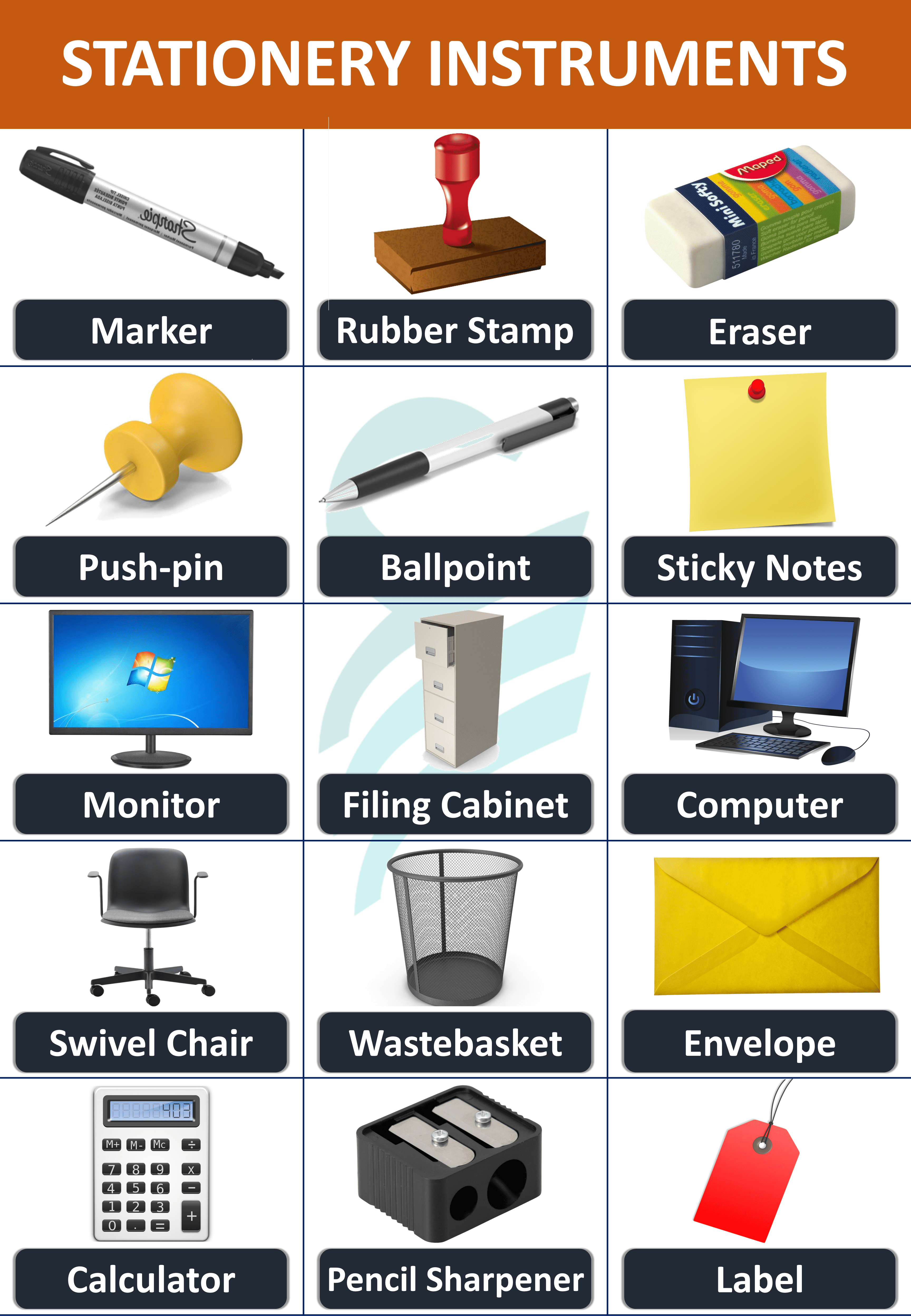 List of Stationery Items In English with Images Office Supplies