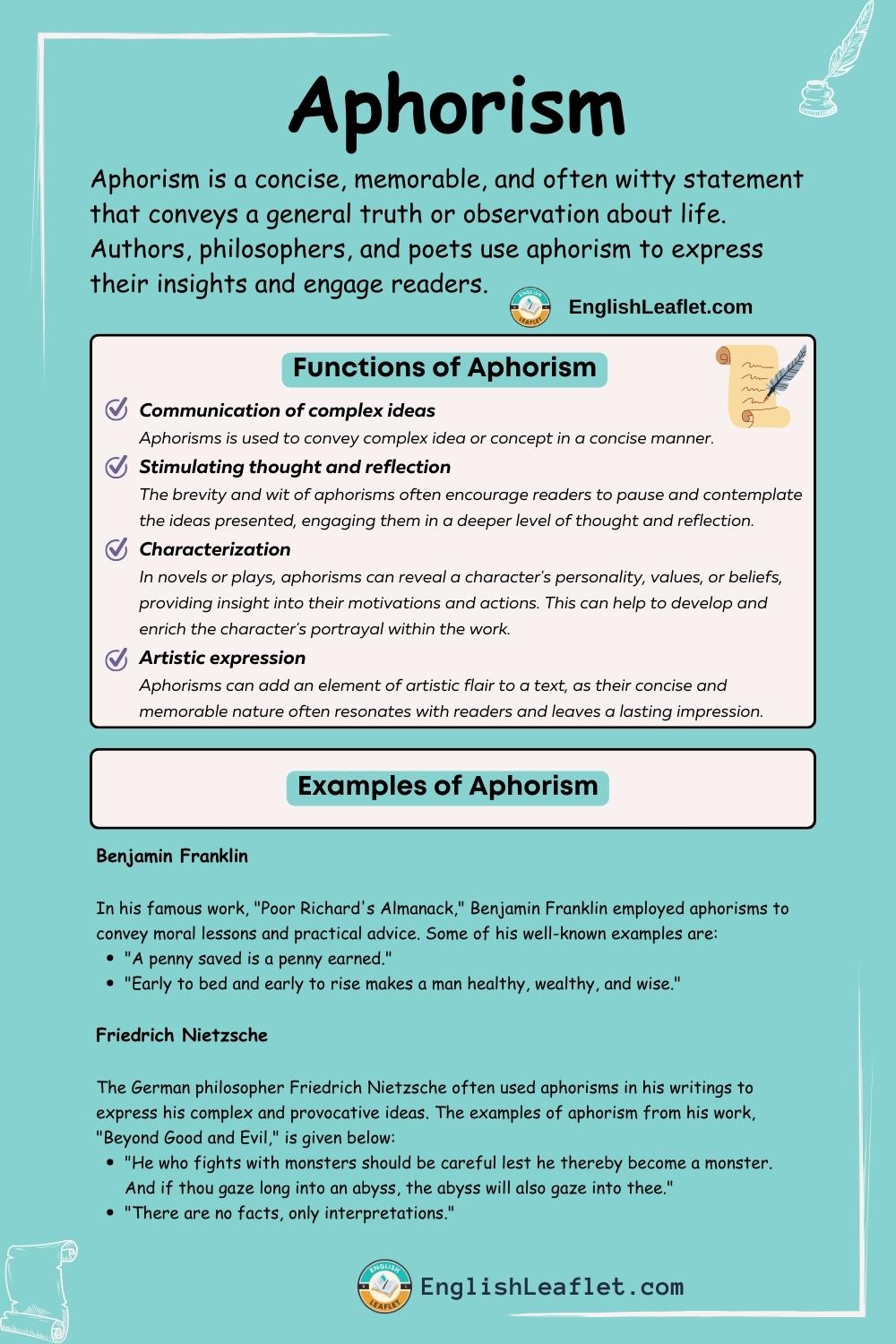 What is Aphorism? Use, Examples, and Functions EnglishLeaflet