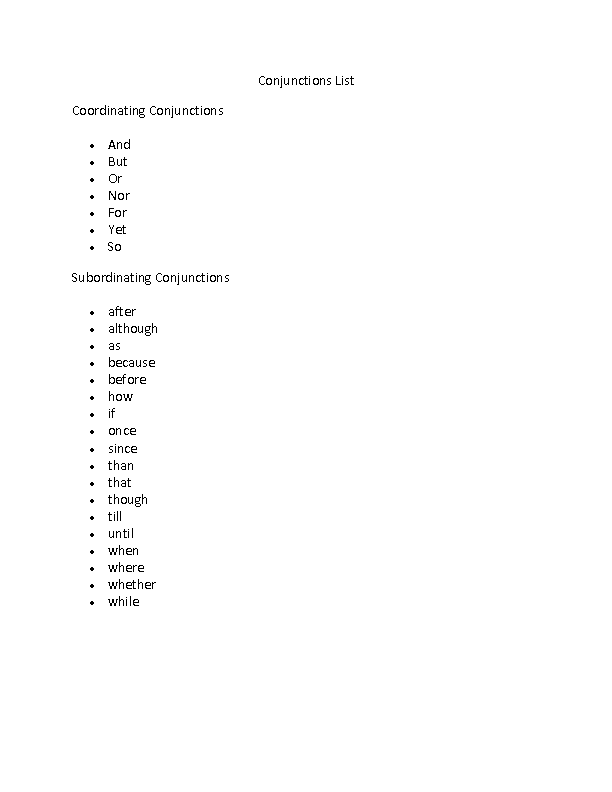 Conjunctions Worksheets