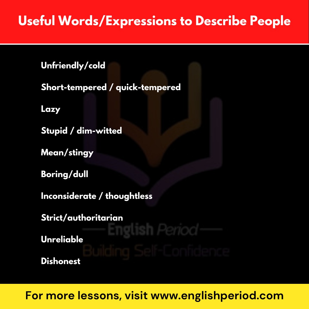 10 Ways to Describe Bad People English Period