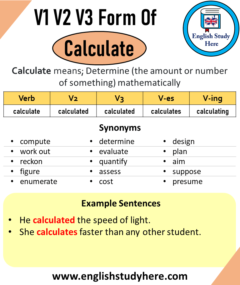 cubrir asiático Trampas calculate verb Cercanamente Criticar velocidad