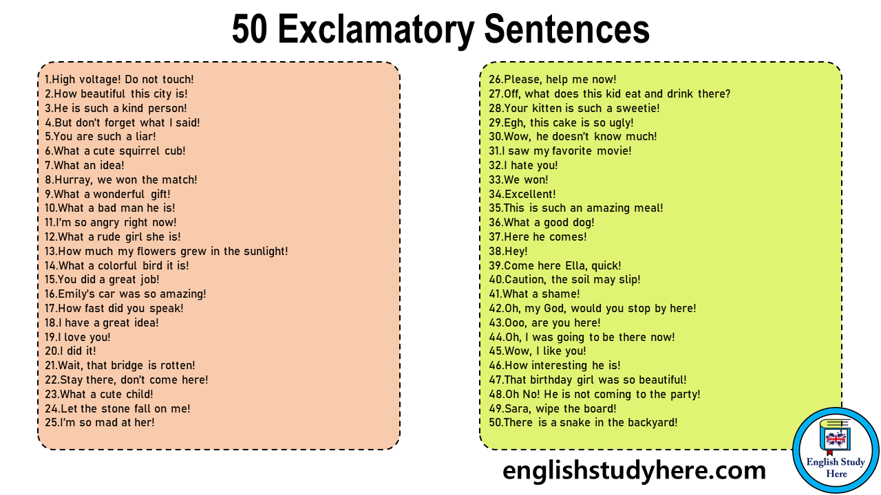 50 Exclamatory Sentences Examples in English English Study Here
